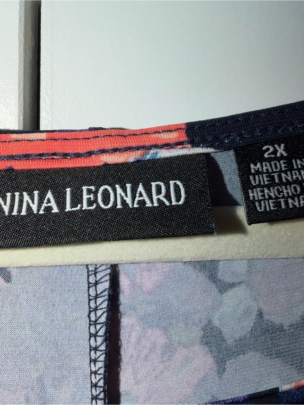 NINA LEONARD 2X Cold Shoulder Dress Pockets Navy Floral Bell Sleeve Boho Resort - Picture 8 of 9